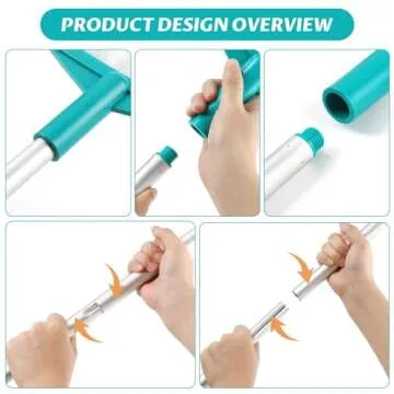 Loiyadn Pool Skimmer - Pool Skimmer Net with 5 Aluminum Pole Sections 60'', Skimmer Net with Fine Mesh Net for Cleaning Leaf of Swimming Pools