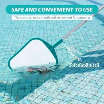 Loiyadn Pool Skimmer - Pool Skimmer Net with 5 Aluminum Pole Sections 60'', Skimmer Net with Fine Mesh Net for Cleaning Leaf of Swimming Pools