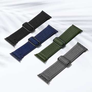 4 Pack Stretchy Nylon Band Compatible with Apple Watch Bands for Men Women 44mm 40mm 41mm 42mm 45mm ...
