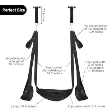 BDSM Door Sex Toys Sex Swing Bondage Slave Leather Soft Plush Sex Slings with Adjustable Straps, Hanging Door Handcuffs Leg Restraints Spreader Adult Toys for Couple