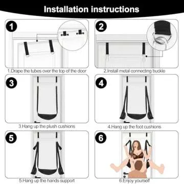 BDSM Door Sex Toys Sex Swing Bondage Slave Leather Soft Plush Sex Slings with Adjustable Straps, Hanging Door Handcuffs Leg Restraints Spreader Adult Toys for Couple