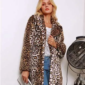 Comeon Women Warm Long Sleeve Parka Faux Fur Coat Overcoat Fluffy Top Jacket