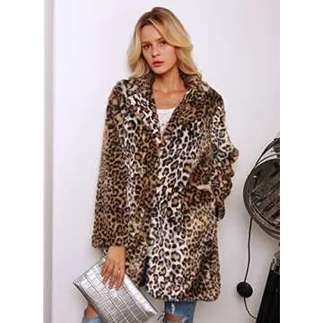 Comeon Women Warm Long Sleeve Parka Faux Fur Coat Overcoat Fluffy Top Jacket