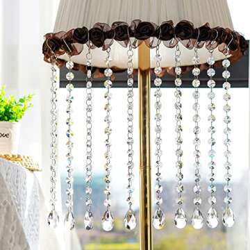 KANPURA 1ft 10pcs Teardrop Crystals Garland,Crystal Teardrop Chandelier Replacement,Hanging Glass Cr...