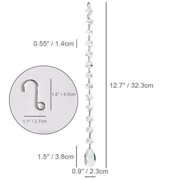 KANPURA 1ft 10pcs Teardrop Crystals Garland,Crystal Teardrop Chandelier Replacement,Hanging Glass Crystals for Chandelier,Wedding Decor(Clear)