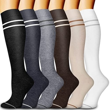 Bluemaple 6 Pack Copper Compression Socks for Women and Men Circulation-Best Support for Medical, Ru...