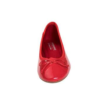 FEVERSOLE Women's Macaroon Colorful Memory Foam Cushion Insock Patent Ballet Flat Red Size 8 M US
