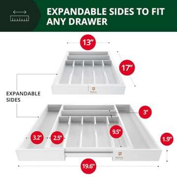 ROYAL CRAFT WOOD Luxury Bamboo Kitchen Drawer Organizer - Silverware Organizer - Utensil Holder and ...