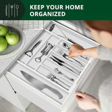 Luxury Bamboo Drawer Organizer for Kitchen - 9 Slots