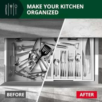 Luxury Bamboo Drawer Organizer for Kitchen - 9 Slots