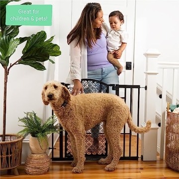 Summer Infant Modern Home Walk-Thru Safety Pet and Baby Gate, 28"-42" Wide, 30" Tall, Pressure or Hardware Mounted, Install on Wall or Banister in Doorway or Stairway, Auto Close Door - Espresso