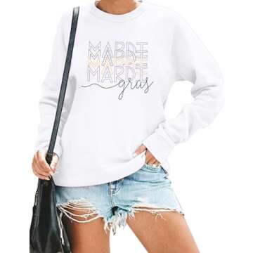 MOUSYA Mardi Gras Sweatshirt Woman Fat Tuesday Shirt Saints New Orleans Hoodie Mardi Gras Day Shirt ...