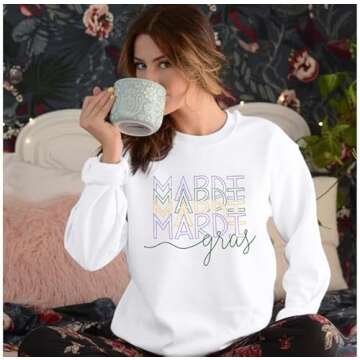 MOUSYA Mardi Gras Sweatshirt Woman Fat Tuesday Shirt Saints New Orleans Hoodie Mardi Gras Day Shirt Casual Long Sleeve Tops