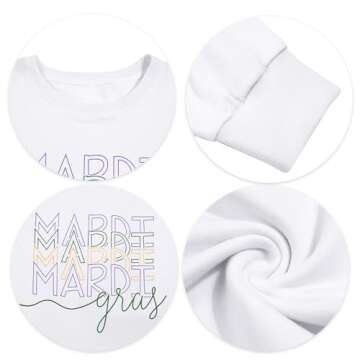 MOUSYA Mardi Gras Sweatshirt Woman Fat Tuesday Shirt Saints New Orleans Hoodie Mardi Gras Day Shirt Casual Long Sleeve Tops