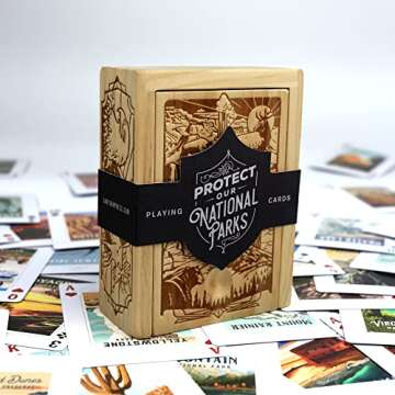 Protect Our National Parks, 52 Premium Playing Card Deck in Wood Collector Box, Unique Card Images f...