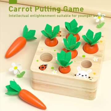 Goryeo Baby Montessori Toys for Babiespreschool Learning Months, Splicing Building Blocks, Educational Carrot Vegetable Harvest Toy for Toddlers, Size Shape Sorting Matching Puzzle