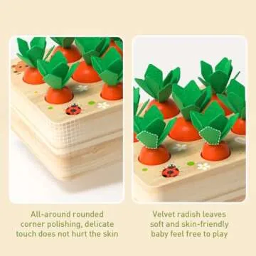Goryeo Baby Montessori Toys for Babiespreschool Learning Months, Splicing Building Blocks, Educational Carrot Vegetable Harvest Toy for Toddlers, Size Shape Sorting Matching Puzzle