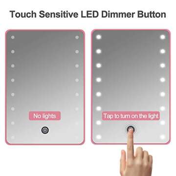 AHOOH Makeup Mirror for Women and Men, Lighted Makeup Vanity Mirror with 16 LED Lights,Touch Screen,Light Adjustable Dimmable Light up Mirrors for Home Tabletop Bathroom Shower Travel