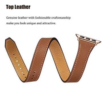 Bestig Compatible with Apple Watch Band 38mm/40mm/41mm/42mm(Series 10) for Women Men, Genuine Leathe...