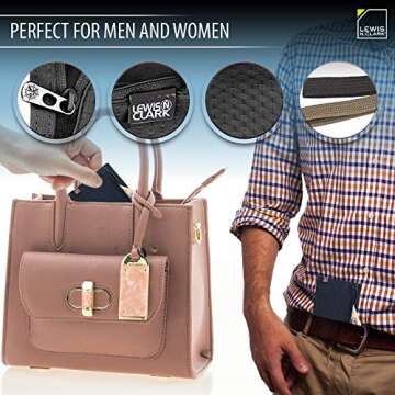 Lewis N. Clark RFID Blocking Money Belt Travel Pouch + Credit Card, ID, Passport Holder for Women & Men, Black, One Size