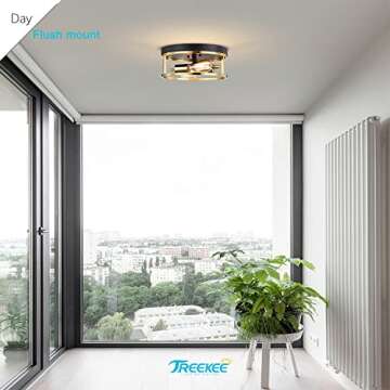 Treekee 12" Ceiling Light Fixtures, Flush Mount Lighting Round, Gold Metal Finish, Vintage Retro and Modern Industrial Charm Ceiling Lamp for Bedroom Hallway Foyer Entryway