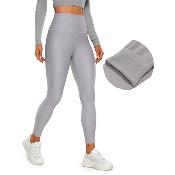 CRZ YOGA Womens High Waisted Fleece Lined Leggings 25 inches - Winter Warm Thick Thermal Soft Workou...