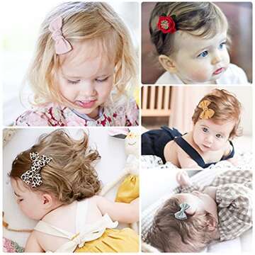 15 Pack Baby Girls Hair Clips Bows Fully Lined Non Slip Barrettes for Fine Handmade Hair Accessories...