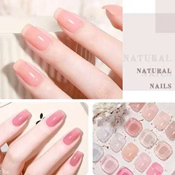 OPUIU 10 Pcs Jelly Nude Pink Gel Nail Polish Set Summer Transluscent Sheer Gel Polish Kit UV LED Soak Off Icy Transparent Home DIY Nail Gel