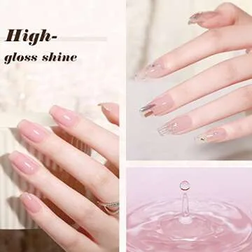 OPUIU 10 Pcs Jelly Nude Pink Gel Nail Polish Set Summer Transluscent Sheer Gel Polish Kit UV LED Soak Off Icy Transparent Home DIY Nail Gel