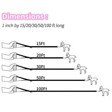 HIKISS Long Dog Leash Obedience Recall Training Agility Lead with Thickening Material for Large Dog - 15ft 20ft 30ft 50ft 100ft Training Leash(Pink 20ft)