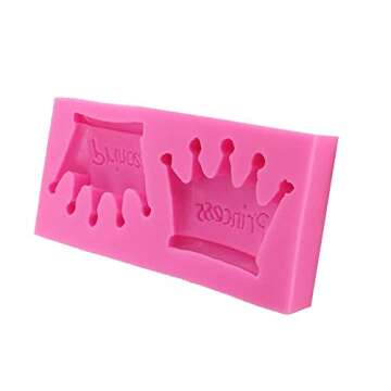 1PC Princess Crown Shape Silicone Mold for DIY Crystal Chocolate Desserts Jelly Shots Pudding Ice Cube Fondant Mold Gum Paste Cupcake Cake Topper Decoration Candy Soap Mould Handmade Ice Cream