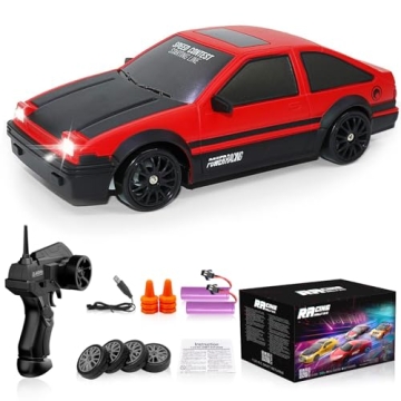 1:24 Scale 4WD RC Drift Car with LED Lights & 2 Batteries - High Speed Toy for All Ages