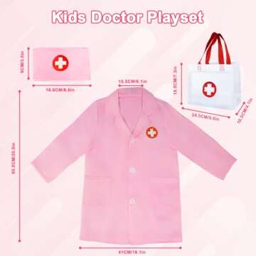Doctor Kit for Kids, 25 Pcs Kids Doctors Play Set, Doctor Kit for Toddlers with Dog Toy,Storage Bag, Stethoscope Toy, Dress Up Costume and Accessories,Pretend Play Medical Kit for Toddlers Ages 3-6