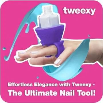 tweexy Wearable Nail Polish Holder Ring - Nail Polish Bottle Holder for Easy Application | Perfect for Fingernail Painting, Manicure & Pedicure | Nail Polish Accessories (Purple Crush)