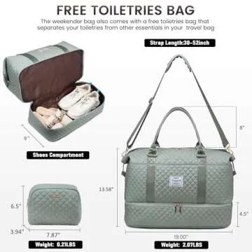 LOVEVOOK Travel Duffle Bag,Weekender Bags for Women with Shoe Compartment，Carry on Overnight Bag w...