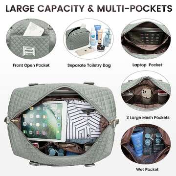 LOVEVOOK Travel Duffle Bag,Weekender Bags for Women with Shoe Compartment，Carry on Overnight Bag with Toiletry Bag,Gym Duffel Bag with Wet Pocket, Hospital Bags for Labor and Delivery