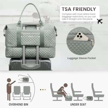 LOVEVOOK Travel Duffle Bag,Weekender Bags for Women with Shoe Compartment，Carry on Overnight Bag with Toiletry Bag,Gym Duffel Bag with Wet Pocket, Hospital Bags for Labor and Delivery