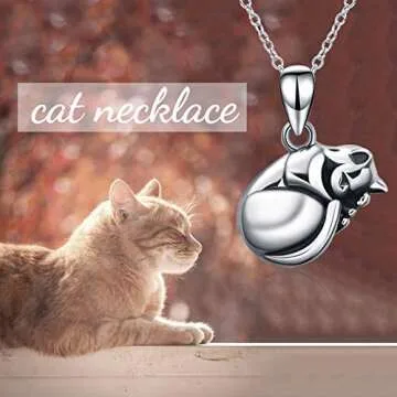 ONEFINITY Cat Urn Necklace for Ashes Sterling Silver Cat Keepsake Pet Memorial Pendant Jewelry Gift for Women Men