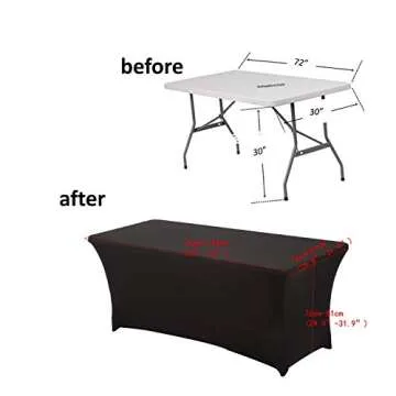 HAORUI Fitted Spandex Tablecloth, Tight Rectangle Wrinkle Resistant Table Clothes, Washable Stretch Rectangular Patio Table Cover for Banquets, Weddings, Parties, Kitchen (6 ft. Black)