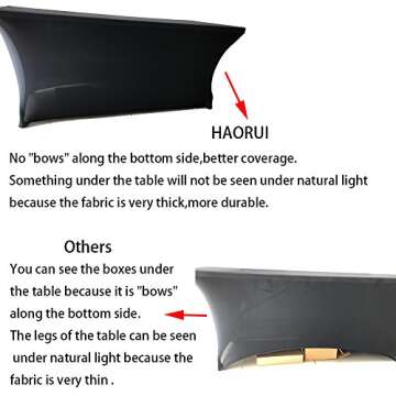 HAORUI Fitted Spandex Tablecloth, Tight Rectangle Wrinkle Resistant Table Clothes, Washable Stretch Rectangular Patio Table Cover for Banquets, Weddings, Parties, Kitchen (6 ft. Black)