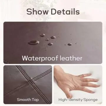 HUIMO Square Leather Storage Ottoman,Ottoman Coffee Table with Storage,Oversized Ottoman,Tufted Storage Ottoman for Living Room (Brown)