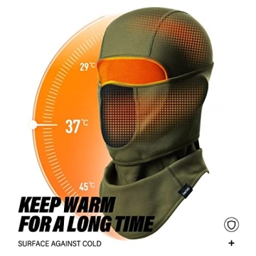 SAITAG Balaclava Ski Mask Warm Face Mask for Cold Weather Winter Skiing Snowboarding Motorcycling Ice Fishing Men (Army Green)