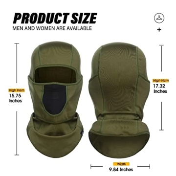 SAITAG Balaclava Ski Mask Warm Face Mask for Cold Weather Winter Skiing Snowboarding Motorcycling Ice Fishing Men (Army Green)