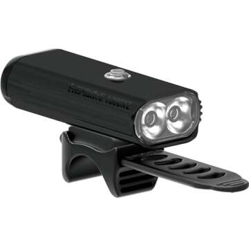 LEZYNE Lite Drive 1000XL Bicycle Durable USB Rechargeable IPX7 Waterproof White LEDs Front Light w/Multiple Solid & Flash Modes | Rubber Mounting Strap Included, Matte Black, 1000 Lumens/Micro USB