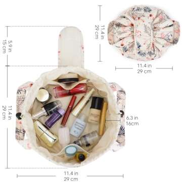 Stylish Barrel Drawstring Makeup Bag for Women and Girls