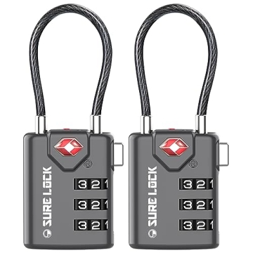 SURE LOCK TSA Approved Travel Luggage Locks - Durable, Secure & Easy to Use