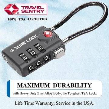 TSA Approved Durable Travel Luggage Locks with Inspection Indicator
