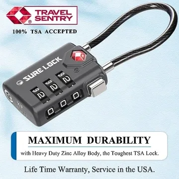 TSA Approved Durable Travel Luggage Locks with Inspection Indicator