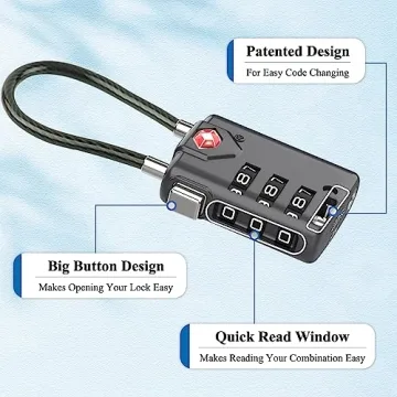 TSA Approved Durable Travel Luggage Locks with Inspection Indicator
