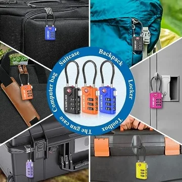 TSA Approved Durable Travel Luggage Locks with Inspection Indicator
